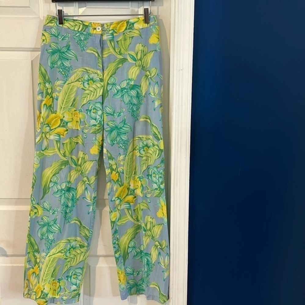 Women’s Manuel Canovas 100% Cotton Floral Print Wide Leg Pants Size 4